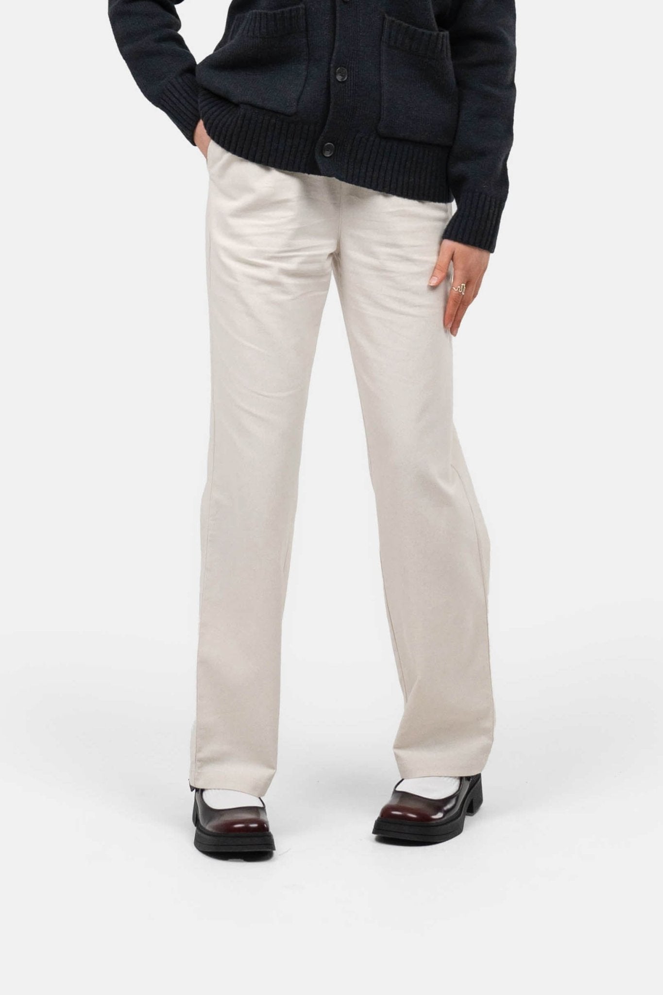 Heavyweight Hørbukser Højtaljede Beige | Skagen-clothing.dk